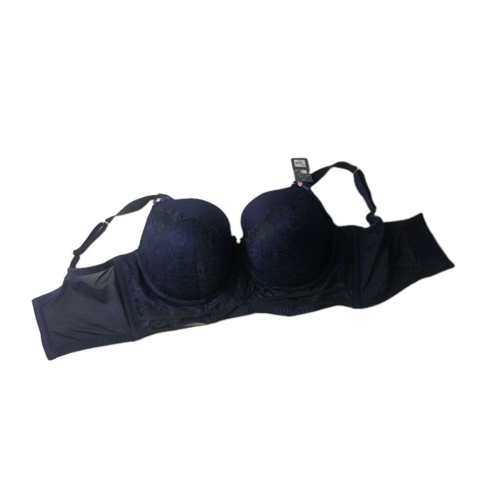 Cacique Navy Lace Boost Balconette Underwire Bra Full Figure Plus Size 42G NEW